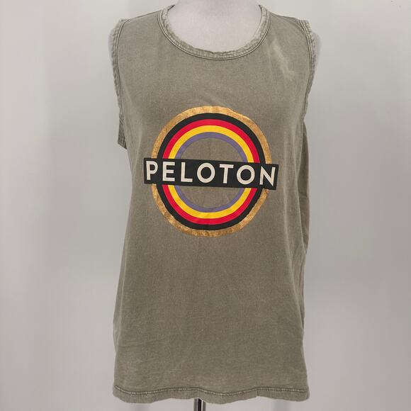 Peloton Circle Muscle Tank Olive Side Slit Size Large - Picture 2 of 10